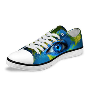 Customized 3D Big Eyes Print Casual Canvas Shoes Men Fashion Vulcanize Shoes Classic Low Leisure Shoes for Man Student Zapatos