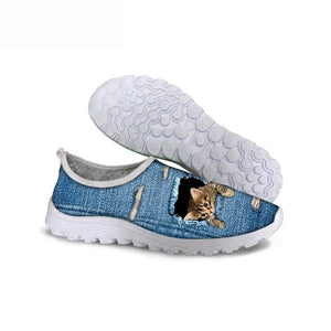 ThiKin Women Slip-on Sneakers Customized 3D Printing Cute Animal Casual Loafers for Beach Stylish Female Breathable Flat Shoes