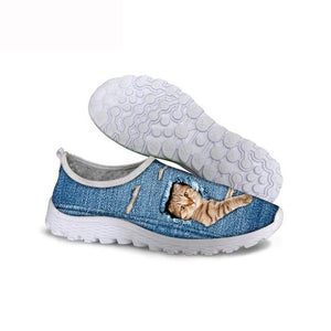 ThiKin Women Slip-on Sneakers Customized 3D Printing Cute Animal Casual Loafers for Beach Stylish Female Breathable Flat Shoes