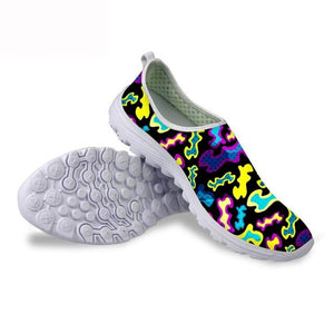 ThiKin 3D Graffiti Printing Women Mesh Summer Shoes Cartoon Alphabet Loafers Beach Casual Footwear Fashion Slip On Flats Sneaker