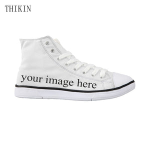 THIKIN Woman Casual Canvas Shoes Lilo Stitch High Top Shoes Independent Design Cartoon Style Students Breathable Custom Shoes