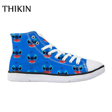 Load image into Gallery viewer, THIKIN Woman Casual Canvas Shoes Lilo Stitch High Top Shoes Independent Design Cartoon Style Students Breathable Custom Shoes