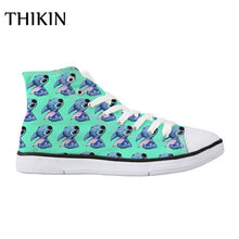 Load image into Gallery viewer, THIKIN Woman Casual Canvas Shoes Lilo Stitch High Top Shoes Independent Design Cartoon Style Students Breathable Custom Shoes