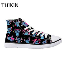 Load image into Gallery viewer, THIKIN Woman Casual Canvas Shoes Lilo Stitch High Top Shoes Independent Design Cartoon Style Students Breathable Custom Shoes