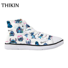 Load image into Gallery viewer, THIKIN Woman Casual Canvas Shoes Lilo Stitch High Top Shoes Independent Design Cartoon Style Students Breathable Custom Shoes