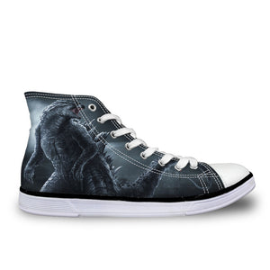 ThiKin Cool Classic Godzilla Monster Print Canvas Shoes Women Lace Up Fashion High Top Sneakers Breathable Ladies Shoes Custom