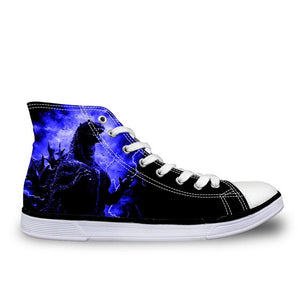 ThiKin Cool Classic Godzilla Monster Print Canvas Shoes Women Lace Up Fashion High Top Sneakers Breathable Ladies Shoes Custom