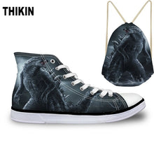 Load image into Gallery viewer, ThiKin Cool Classic Godzilla Monster Print Canvas Shoes Women Lace Up Fashion High Top Sneakers Breathable Ladies Shoes Custom