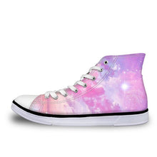 Load image into Gallery viewer, ThiKin Pretty Colorful Galaxy Stars Print Canvas Shoes for Women Girls Ladies Casual High Top Vulcanize Shoes Lace Up Sneaker