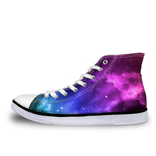 Load image into Gallery viewer, ThiKin Pretty Colorful Galaxy Stars Print Canvas Shoes for Women Girls Ladies Casual High Top Vulcanize Shoes Lace Up Sneaker