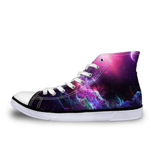 Load image into Gallery viewer, ThiKin Pretty Colorful Galaxy Stars Print Canvas Shoes for Women Girls Ladies Casual High Top Vulcanize Shoes Lace Up Sneaker