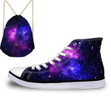 Load image into Gallery viewer, ThiKin Pretty Colorful Galaxy Stars Print Canvas Shoes for Women Girls Ladies Casual High Top Vulcanize Shoes Lace Up Sneaker