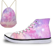 Load image into Gallery viewer, ThiKin Pretty Colorful Galaxy Stars Print Canvas Shoes for Women Girls Ladies Casual High Top Vulcanize Shoes Lace Up Sneaker