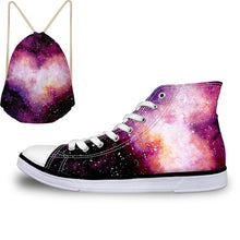 Load image into Gallery viewer, ThiKin Pretty Colorful Galaxy Stars Print Canvas Shoes for Women Girls Ladies Casual High Top Vulcanize Shoes Lace Up Sneaker