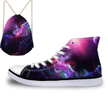 Load image into Gallery viewer, ThiKin Pretty Colorful Galaxy Stars Print Canvas Shoes for Women Girls Ladies Casual High Top Vulcanize Shoes Lace Up Sneaker