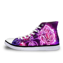 Load image into Gallery viewer, ThiKin Pretty Colorful Galaxy Stars Print Canvas Shoes for Women Girls Ladies Casual High Top Vulcanize Shoes Lace Up Sneaker