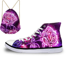 Load image into Gallery viewer, ThiKin Pretty Colorful Galaxy Stars Print Canvas Shoes for Women Girls Ladies Casual High Top Vulcanize Shoes Lace Up Sneaker