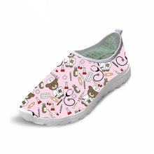 Load image into Gallery viewer, THIKIN Kawaii Nurse Printing Spring Flats Shoes Cartoon Nursing Bear Light Mesh Shoes Woman Beach Loafers Girl