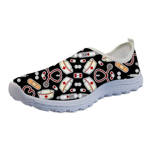 THIKIN Nurse Printing Sneakers Hot Summer Sale Flats Women Shoes Cartoon Nursing Bear Light Mesh Shoes Woman Beach Loafers Girl