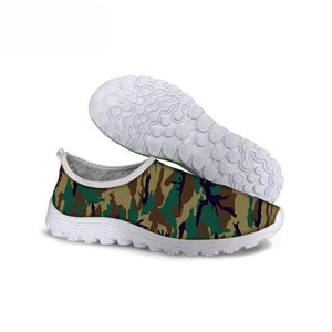 THIKIN 2019 Fashion Camouflage Pattern Women's Sneakers Wear-resistant Military Flat Shoes Breathable Mesh Design Sports Shoes