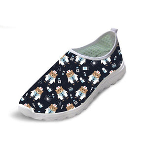 THIKIN Causal Flat Shoes for Women Outdoor Sports Shoes for Ladies Nursing Bear Shoes Doctors Full Printed Sneakers Girls