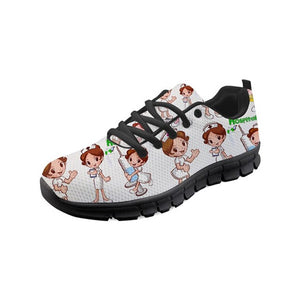 THIKIN Comfortable Custom Walking Shoes Women Cute Cartoon Nurse Pattern Shoes Customized Nurse Medical Casual Women's Sneakers