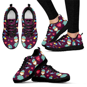 THIKIN Comfortable Custom Walking Shoes Women Cute Cartoon Nurse Pattern Shoes Customized Nurse Medical Casual Women's Sneakers