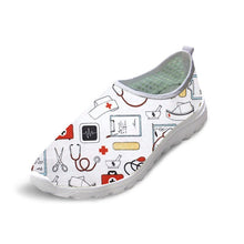 Load image into Gallery viewer, THIKIN Mesh Shoes for Women Breathable Summer Sneakers 3D Cute White Cartoon Nurse Bear Print Personalized for Ladies Flats