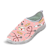 Load image into Gallery viewer, THIKIN Mesh Shoes for Women Breathable Summer Sneakers 3D Cute White Cartoon Nurse Bear Print Personalized for Ladies Flats