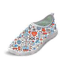 Load image into Gallery viewer, THIKIN Mesh Shoes for Women Breathable Summer Sneakers 3D Cute White Cartoon Nurse Bear Print Personalized for Ladies Flats