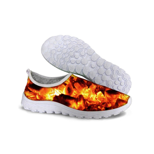 THIKIN Burning Magma Printed Casual Beach Slip-on Mesh Shoes Summer Beach Flats Leisure Shoes Women Breathable Mesh Sneakers