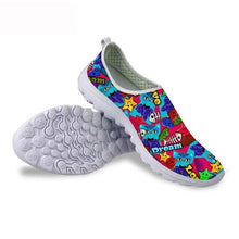 Load image into Gallery viewer, THIKIN Mesh Surface Flat Shoes for Woman 3D Graffiti Pattern Breathable Slip-On Lightweight Fashion Ladies Flat Student Sneakers