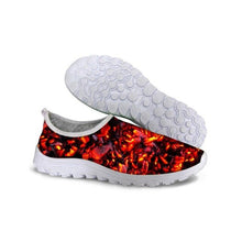 Load image into Gallery viewer, THIKIN Summer Women Mesh Slip-on Lightweight Shoes 3D Charcoal Fire Rendering Design Women Sneakers Breathable Mesh Beach Shoes