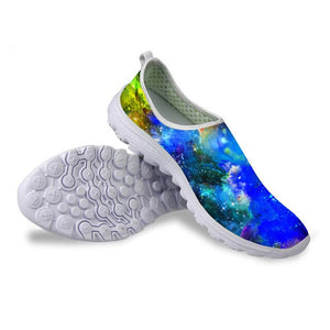 THIKIN Fashion Women Galaxy Print  Flats Shoes Casual Summer Breathable Slip-on Light Shoes Female Beach Walk Footwear