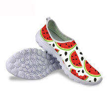 Load image into Gallery viewer, THIKIN Watermelon Strawberry Cute Printed Women Summer Autumn Lightweight Mesh Shoes Breathable Woman Beach Slip-on Flat Shoes