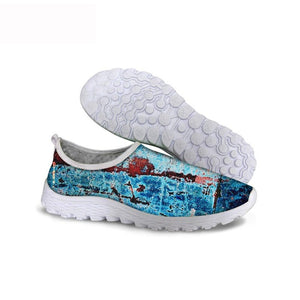 THIKIN Women Crack Print Casual Slip-on Sneakers Summer Leisure Shoes for Ladies Breathable Walking Fashion Casual Shoes