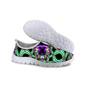 THIKIN Women Flat Shoes Round Toe 3D Grid Vortex pattern Design for Teachers Slip On Comfortable Leisure Zapatilla Mujer