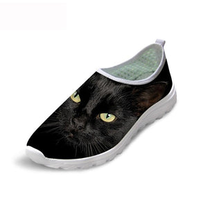 THIKIN 3D Cat Eye Pattern Casual Shoes Kawaii Pet Dog Lightweight Flat Shoes Cool Owl Style Slip- Shoes