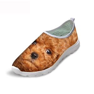 THIKIN 3D Cat Eye Pattern Casual Shoes Kawaii Pet Dog Lightweight Flat Shoes Cool Owl Style Slip- Shoes