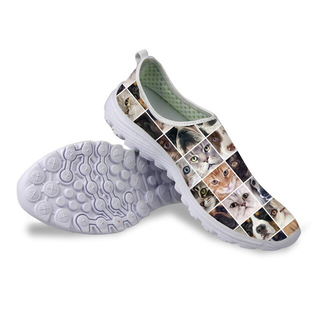 ThiKin 3D Animal Dog Cat Puzzle Printing Women's Casual Shoes Fashion Breathable Fashion Sneaker Female Comfortable Flats Shoes